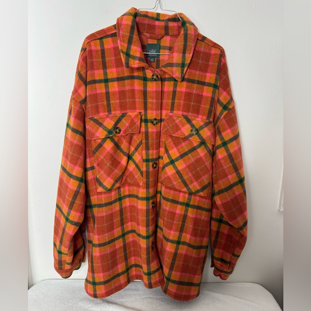 Wild Fable XXL Orange Plaid Flannel Jacket